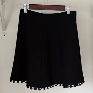 Club Monaco Black Mini Skirt with Pom-Pom Detail